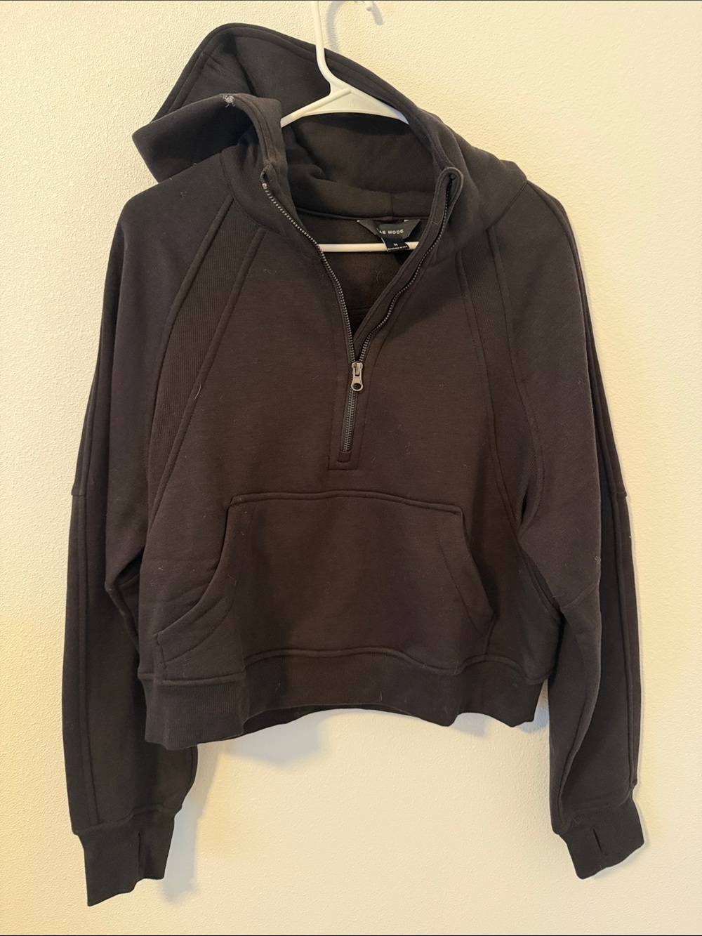 Black Half-Zip Hooded Pullover Jacket